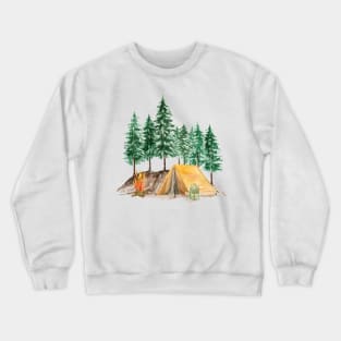 Watercolor Forest Camping Crewneck Sweatshirt
